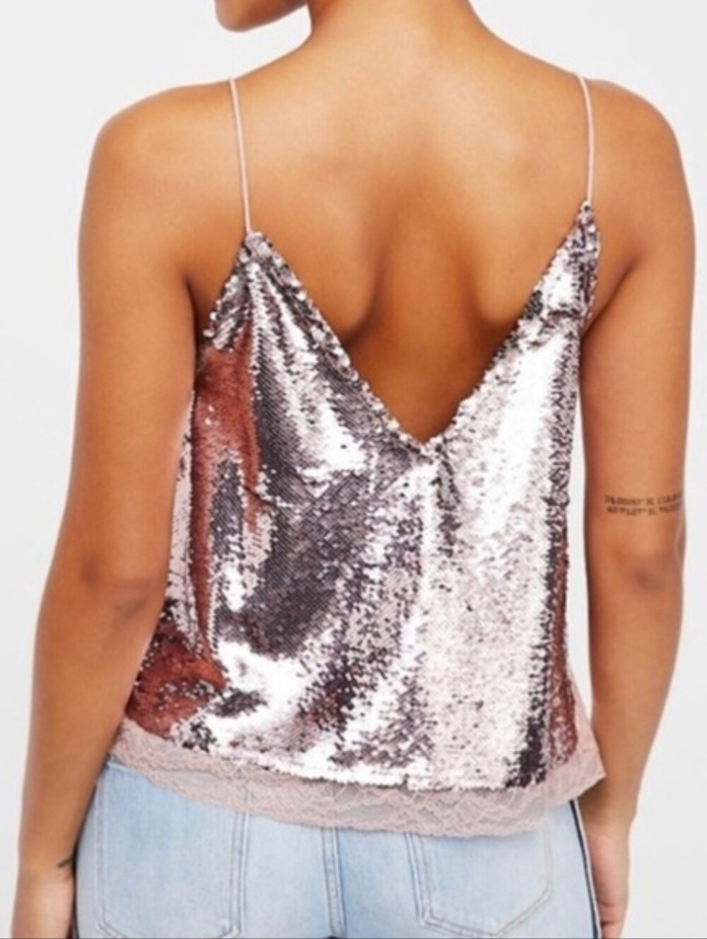 Free Peolple Intimately Swinging Surplice Sequin Cami Tank Lace